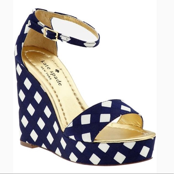 kate spade Shoes - KATE SPADE Dabney Gingham Strap Wedge Sandal 10.5